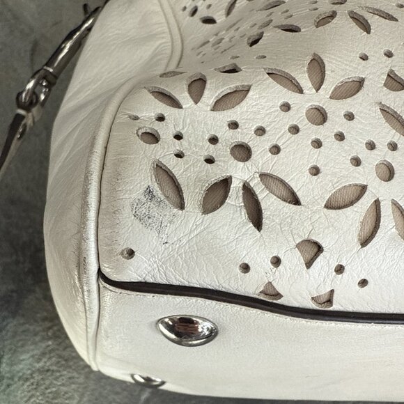 Coach Taylor Eyelet Leather Satchel w/ Shoulder Strap Ivory/White F27392 Bridal - Picture 6 of 10
